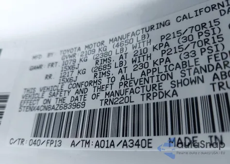 2010 Toyota Tacoma from USA, damaged, VIN 5TENX4CN8AZ683969